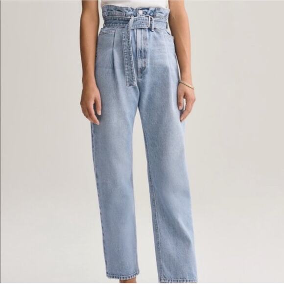 AGOLDE Reworked 90s Paperbag Jeans Straight Leg High Rise Belted Size 29 - Picture 1 of 16
